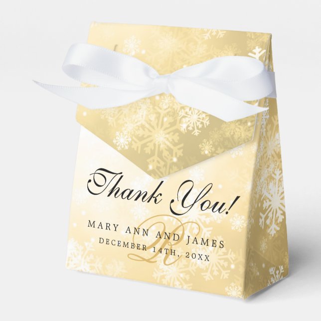 Caja Para Regalos Elegante Boda Monograma Dorado Winter Wonderland (Front Side)
