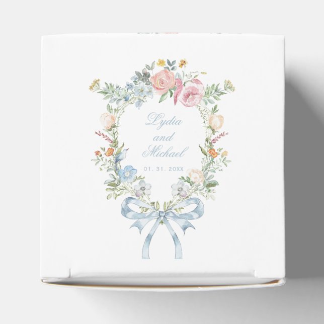 Caja Para Regalos Elegante Boda Monograma Escudo Floral (Parte superior)
