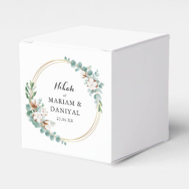 Caja Para Regalos Elegante boda musulmana Nikah floral verde y dorad