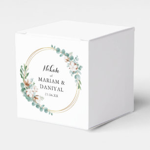 Caja Para Regalos Elegante boda musulmana Nikah floral verde y dorad