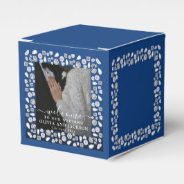 Caja Para Regalos Elegante Boda Purpurina de diamantes de corazón az