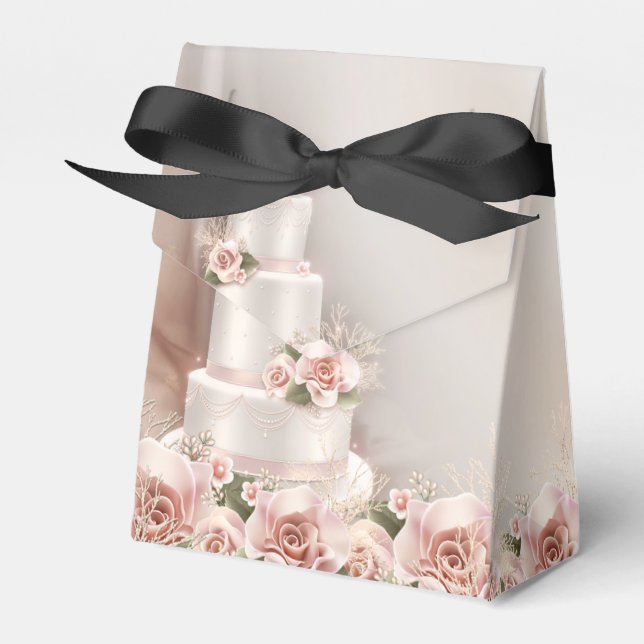 Caja Para Regalos Elegante Boda Rosa Rosa Boda Pastel de  (Front Side)