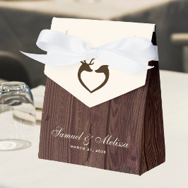 Caja Para Regalos Elegante Boda Rústico de Madera del Corazón de Cer