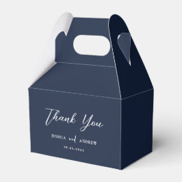 Caja Para Regalos Elegante Boda simple azul y blanco de la Marina