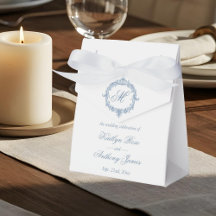 Elegante Boda Vintage Azul Toile Monograma