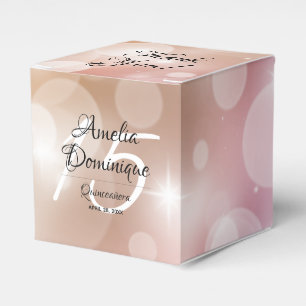 Caja Para Regalos Elegante Bokeh de Rubor rosa de Quinceañera