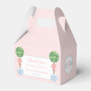 Caja Para Regalos Elegante Boxwood Rosa Bow Niña Baptismo Fiesta