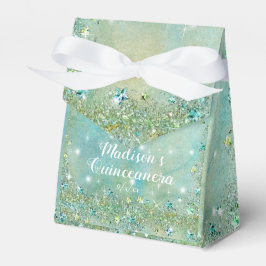 Caja Para Regalos Elegante brillo turquesa, Quinceañera