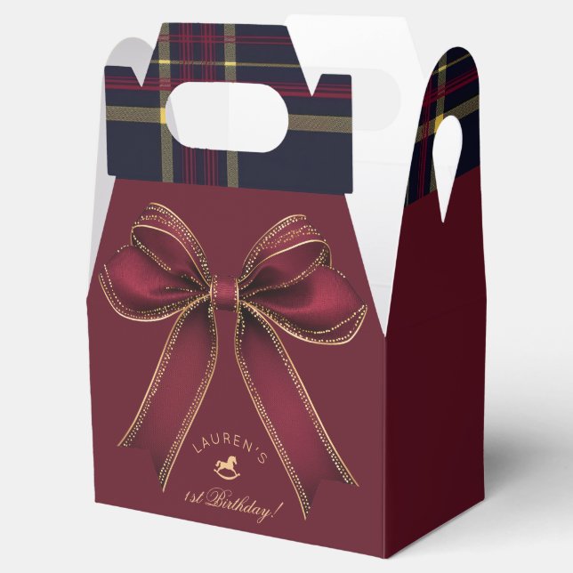 Caja Para Regalos Elegante Burgundy Bow Lujo Un Maravilloso Cumpleañ (Abierto)
