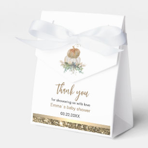 Caja Para Regalos Elegante Calabaza Blanco y Dorado Gracias