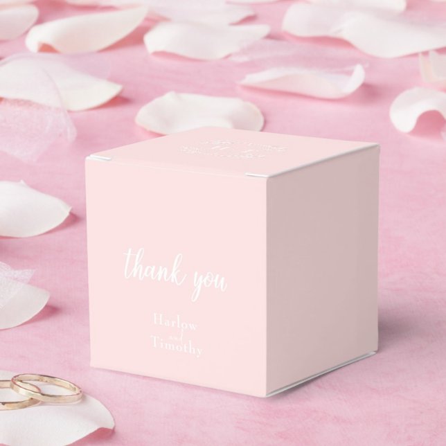 Caja Para Regalos Elegante caligrafía Boda Monograma Blanco Rosa (Elegant Calligraphy Pink White Monogram Wedding Favor Boxes)