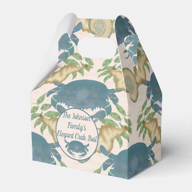 Caja Para Regalos Elegante Cangrejo Festín-Acuarela Cangrejos Azules (Front Side)