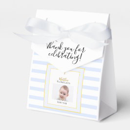 Caja Para Regalos Elegante Carpa de Bautizo Foto Azul Dorado