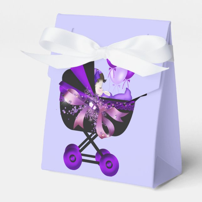Caja Para Regalos Elegante Carriage Lavender Purple Baby Shower (Front Side)