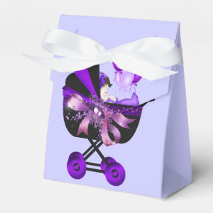 Caja Para Regalos Elegante Carruaje Lavanda Fiestad de Bebé Morada