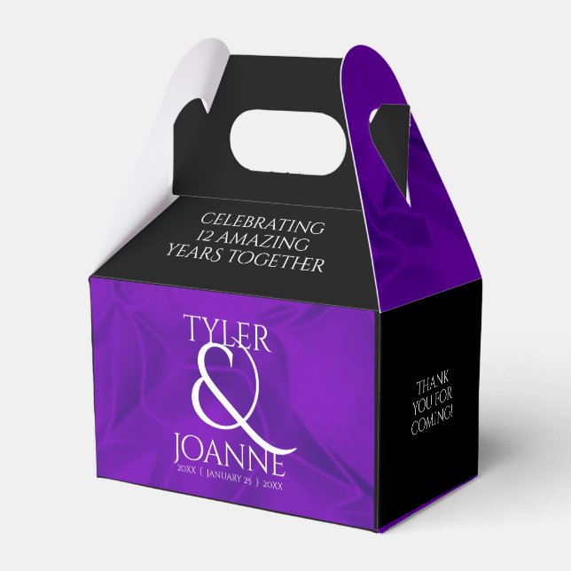 Caja Para Regalos Elegante celebración del 12º Aniversario del Boda  (Front Side)