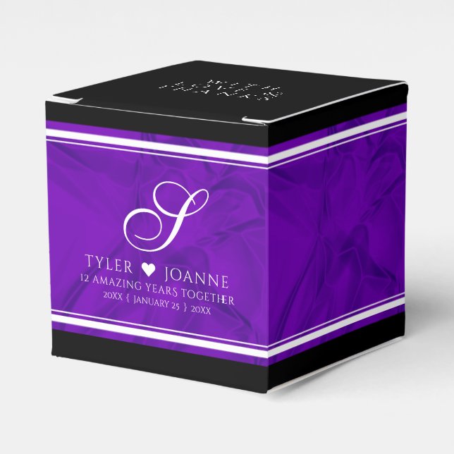 Caja Para Regalos Elegante celebración del 12º Aniversario del Boda  (Costado Anverso)