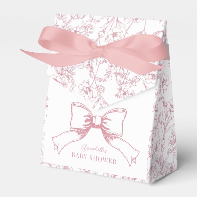 Caja Para Regalos Elegante Chica de Bow Rosa Baby Shower (Front Side)