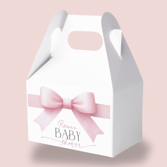Caja Para Regalos Elegante Chica de Coquette Bow Rosado Baby Shower (Elegant Pink Bow Coquette Girl Baby Shower Favor Boxes)