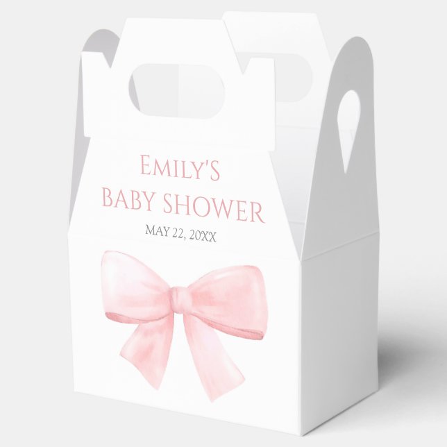 Caja Para Regalos Elegante Chica Rubor Pink Pastel Bow Baby Shower (Abierto)
