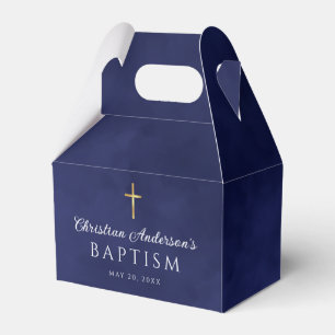Caja Para Regalos Elegante chico de bautismo de color azul real