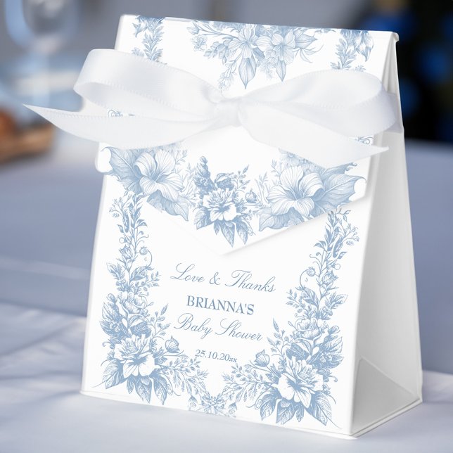 Caja Para Regalos Elegante chinoiserie toile francés ducha de bebé a (Elegant French toile chinoiserie dusty blue boy baby shower favors personalized  Favor Boxes)