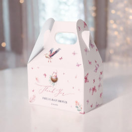 Caja Para Regalos Elegante cigüeña suave rosa gracias