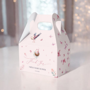 Caja Para Regalos Elegante cigüeña suave rosa gracias