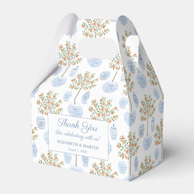 Caja Para Regalos Elegante Citrus Blue White China Boda Gracias (Front Side)