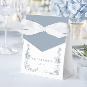Caja Para Regalos Elegante Classic Dusty Blue Floral Francesa