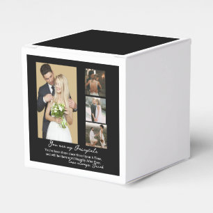 Caja Para Regalos Elegante Collage de fotos del Día de la Boda Perso