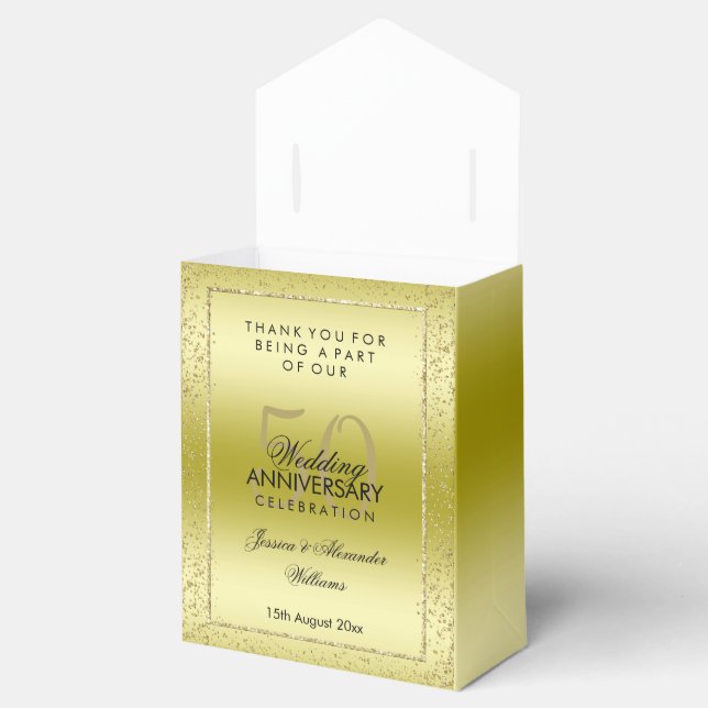 Caja Para Regalos Elegante Confetti de oro 50° Boda Gracias Favor (Abierto)