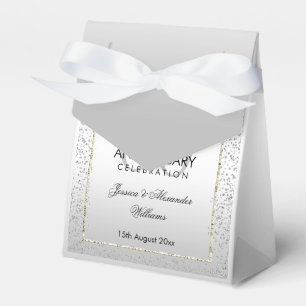 Caja Para Regalos Elegante Confetti Plata 60.º Boda Gracias