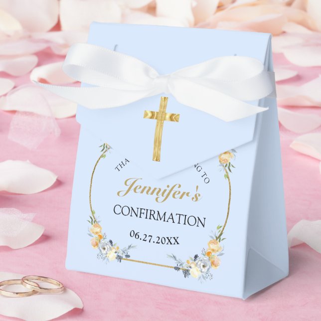 Caja Para Regalos Elegante confirmación floral Blue Peach (Boda)