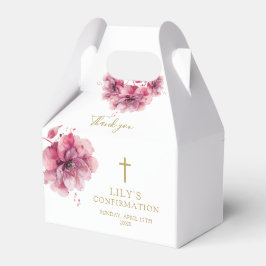 Caja Para Regalos Elegante confirmación floral de acuarela rosa