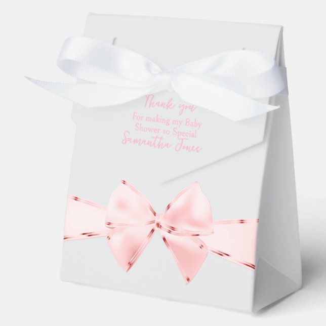 Caja Para Regalos Elegante Coquette Rosa Bow Chica Baby Shower (Anverso)