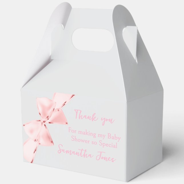 Caja Para Regalos Elegante Coquette Rosa Bow Chica Baby Shower (Anverso)
