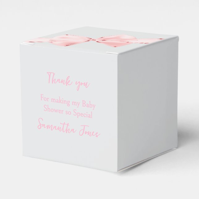 Caja Para Regalos Elegante Coquette Rosa Bow Chica Baby Shower (Costado Anverso)