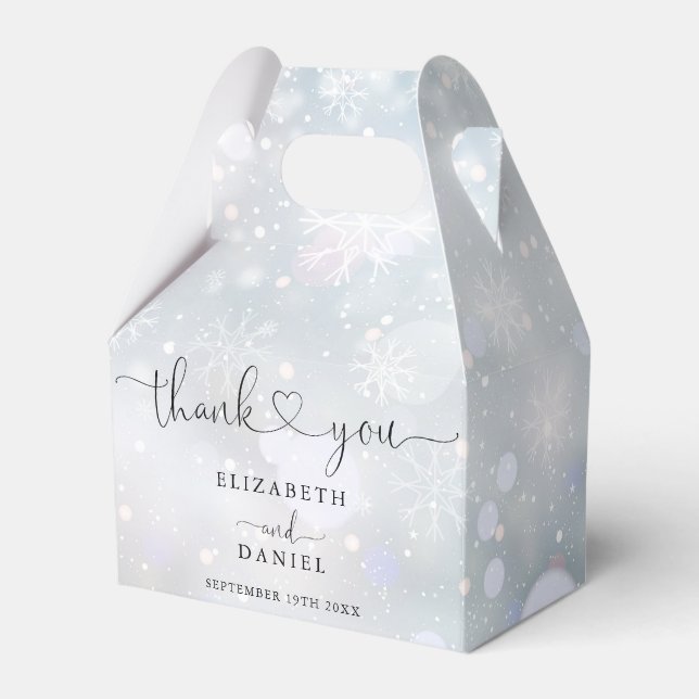 Caja Para Regalos Elegante corazón guión copos de nieve boda (Front Side)