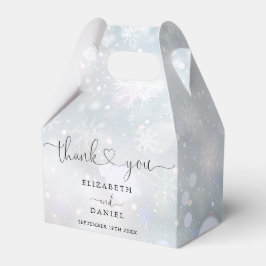 Caja Para Regalos Elegante Corazón Script Bodas de Copos de Nieve de