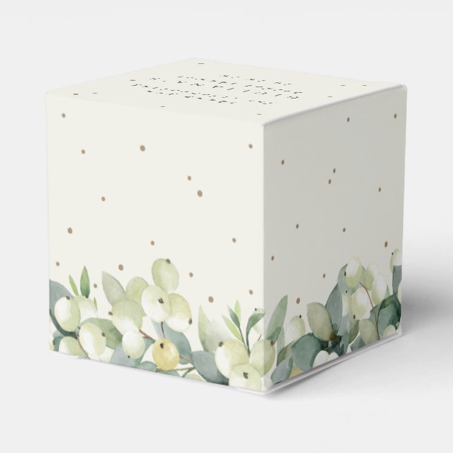 Caja Para Regalos Elegante Crema Snowberry+Eucalyptus Bridal Shower (Reverso Costado)