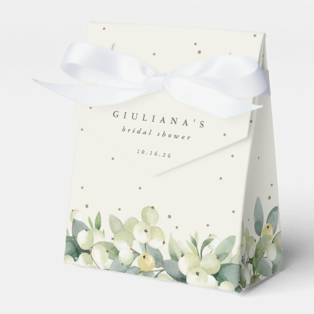 Caja Para Regalos Elegante Crema Snowberry+Eucalyptus Bridal Shower (Front Side)