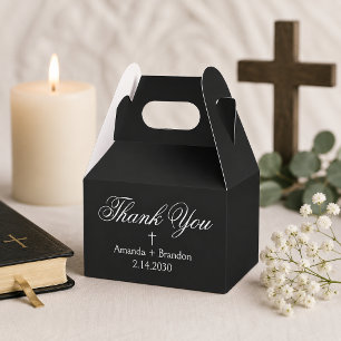 Caja Para Regalos Elegante Cruz Cristiana Negra Agradecimiento Boda
