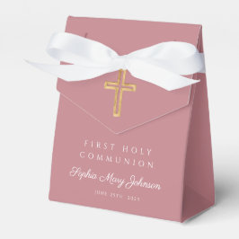 Caja Para Regalos Elegante cruz religiosa rosa Chica primera comunió