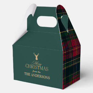 Caja Para Regalos Elegante Cuadro de Tartán Feliz Navidad Nombre de 