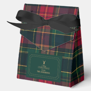 Caja Para Regalos Elegante Cuadro de Tartán Feliz Navidad Nombre de 