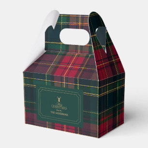 Caja Para Regalos Elegante Cuadro de Tartán Feliz Navidad Nombre de 