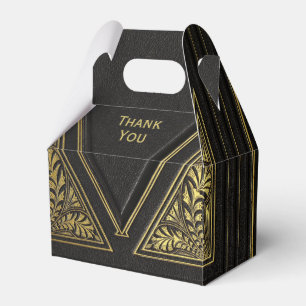 Caja Para Regalos Elegante cuero formal negro y dorado