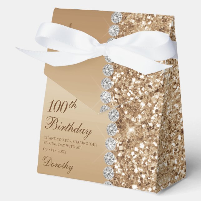 Caja Para Regalos Elegante Cumpleaños 100 de Oro (Anverso)