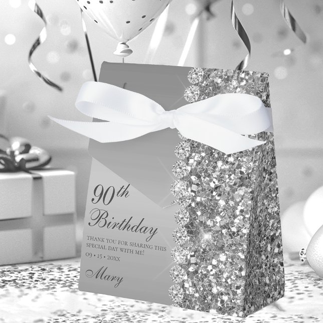 Caja Para Regalos Elegante Cumpleaños 90 de Plata (Subido por el creador)